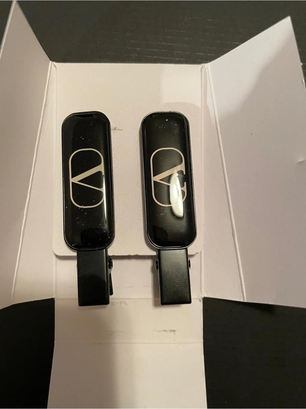 Valentino Black Logo Hair Clips (Set of 2)